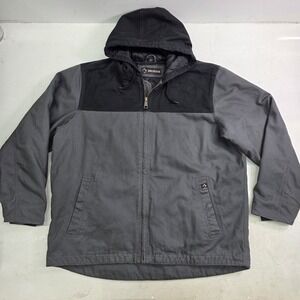 Dri-Duck Quilt Lined Canvas Work Jacket Gray‎ Black Full Zip Men's Sz 2XL EUC